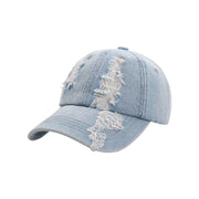 Summer Korean Style Denim Make Old Ripped Peaked Cap