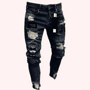 New Streetwear Black Ripped Jeans Men Skinny Slim Fit Blue Hip Hop