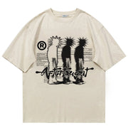 Men Tshirt Cotton Oversized Graphic Print Shadow Y2k Streetwear Top