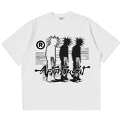 Men Tshirt Cotton Oversized Graphic Print Shadow Y2k Streetwear Top