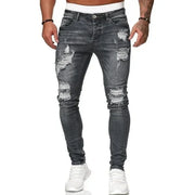 New Streetwear Black Ripped Jeans Men Skinny Slim Fit Blue Hip Hop