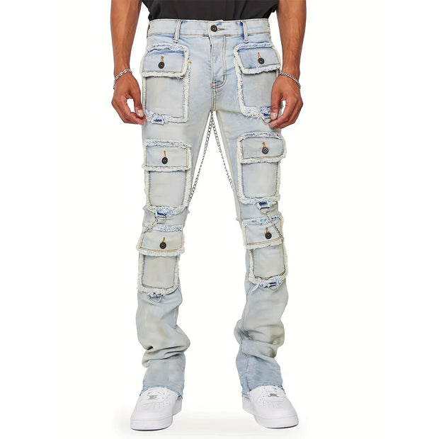 Multi-pocket Cargo Jeans Y2k Men’s Jeans Stretch Straight-leg Pants