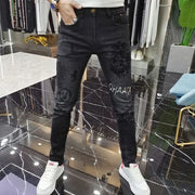 Fashion Men‘s Skinny Jeans Stick Rhinestone Slim fit Stretch Jeans Man