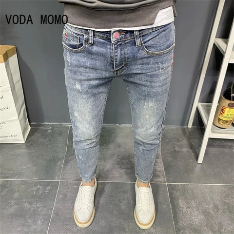 2024 Brand Men Jeans Slim Fit Skinny Denim Designer Elastic Straight