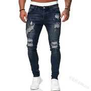 New Streetwear Black Ripped Jeans Men Skinny Slim Fit Blue Hip Hop