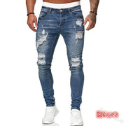 New Streetwear Black Ripped Jeans Men Skinny Slim Fit Blue Hip Hop