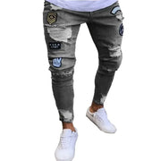 New Streetwear Black Ripped Jeans Men Skinny Slim Fit Blue Hip Hop